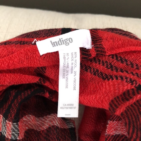 Indigo red plaid infinity scarf - Picture 2 of 2